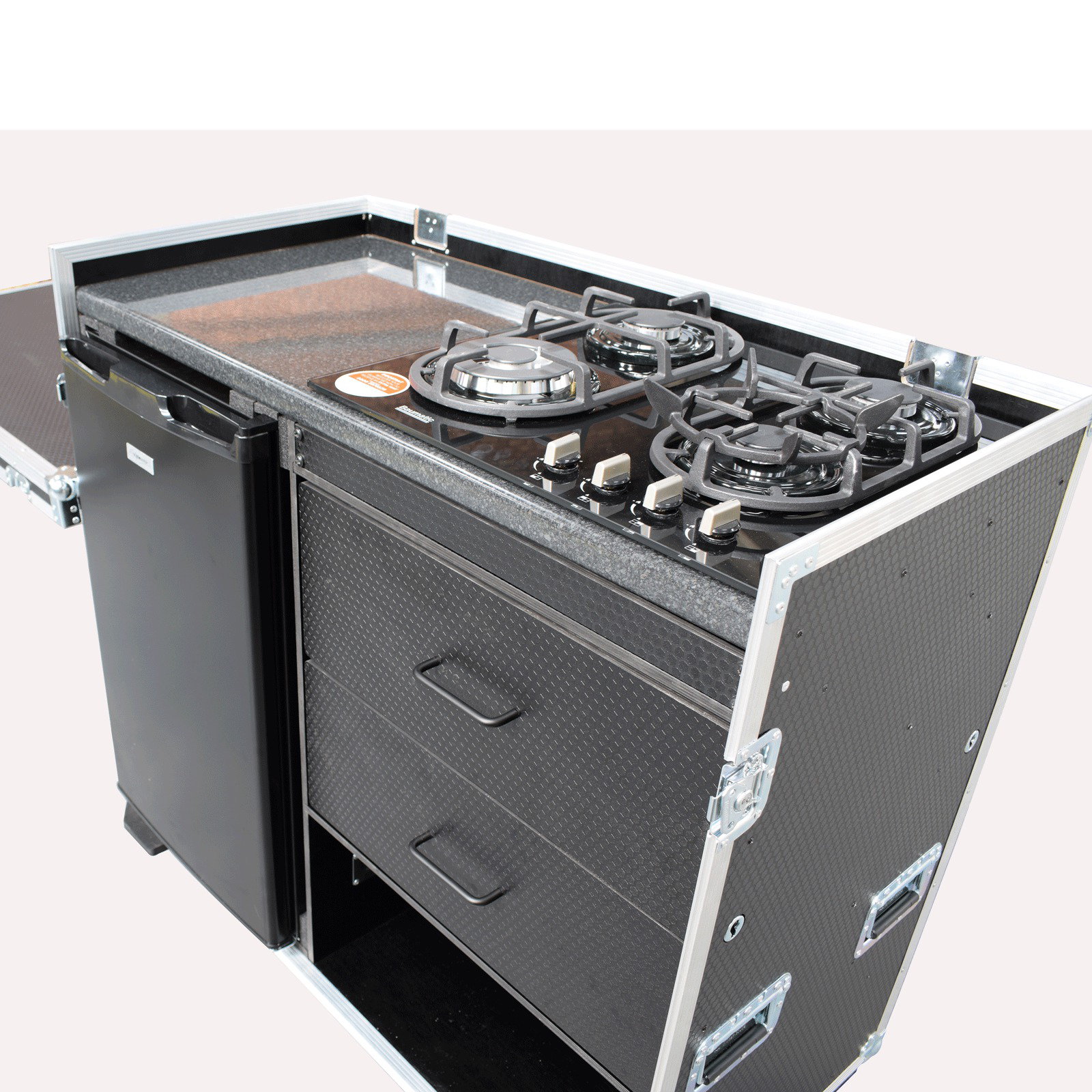 Custom Production Flight Case With Large Fridge + Gas Hob